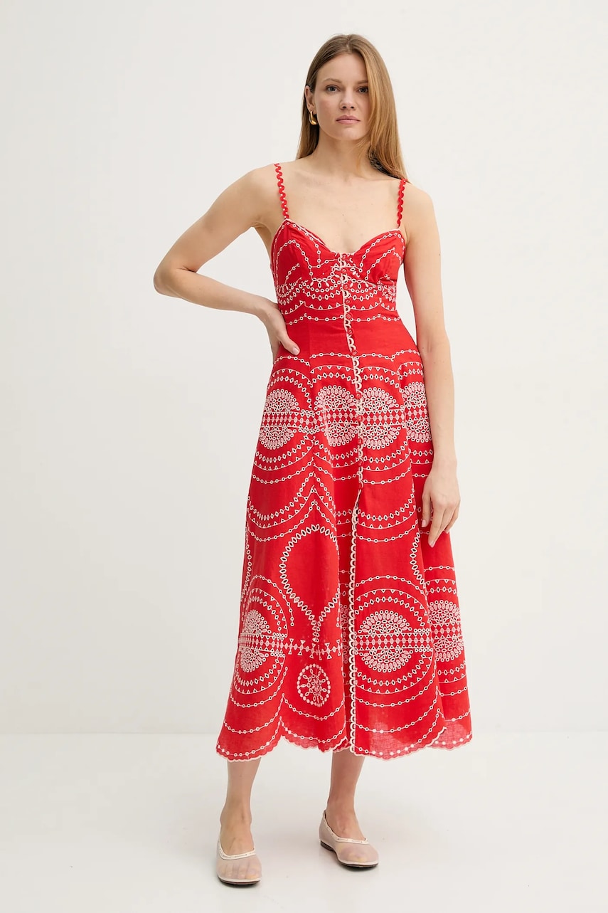 Charo Ruiz Ibiza rochie Catta culoarea rosu, maxi, evazati, 254612 Charo Ruiz Ibiza rochie Catta culoarea rosu, maxi, evazati, 254612