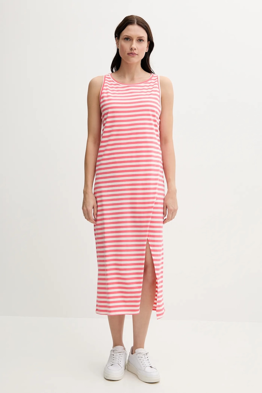 United Colors of Benetton rochie din bumbac culoarea roz, midi, drept, 3W0C5V02F