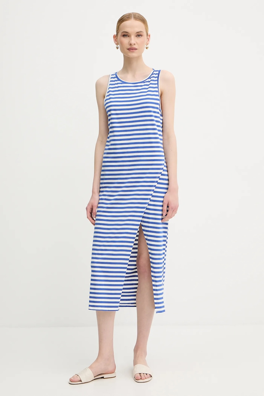 United Colors of Benetton rochie din bumbac culoarea violet, midi, drept, 3W0C5V02F