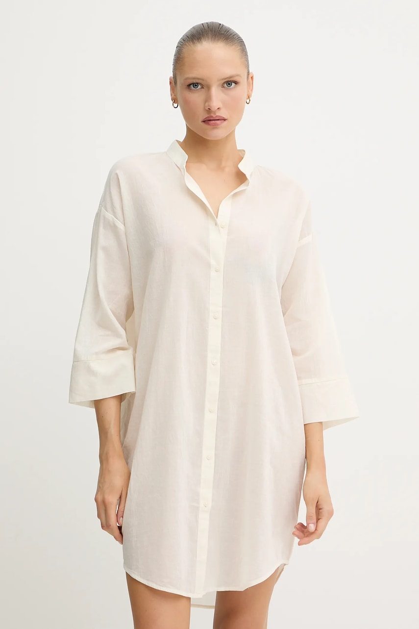 United Colors of Benetton rochie din bumbac culoarea bej, mini, oversize, 4DW35V02K