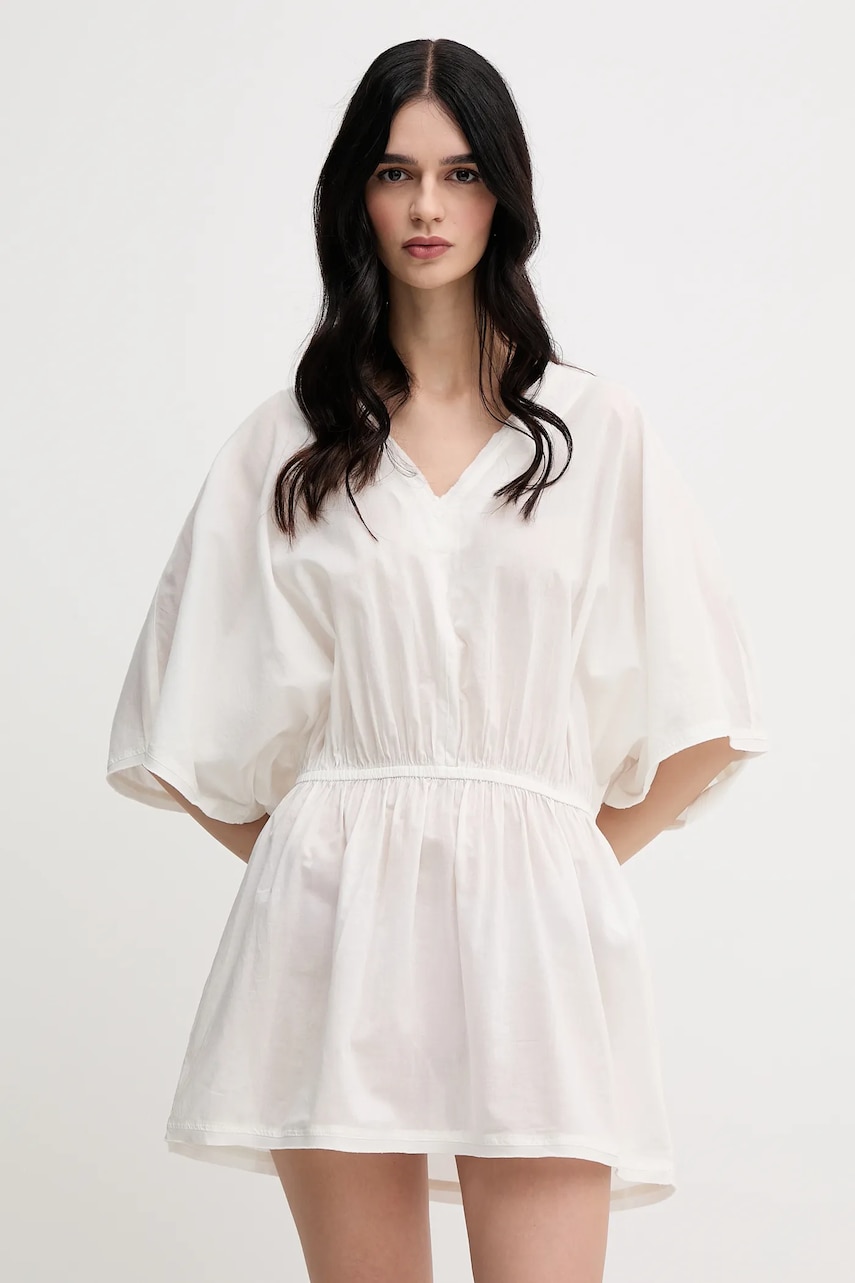 United Colors of Benetton rochie din bumbac culoarea bej, mini, evazați, 4OPJ5V02G