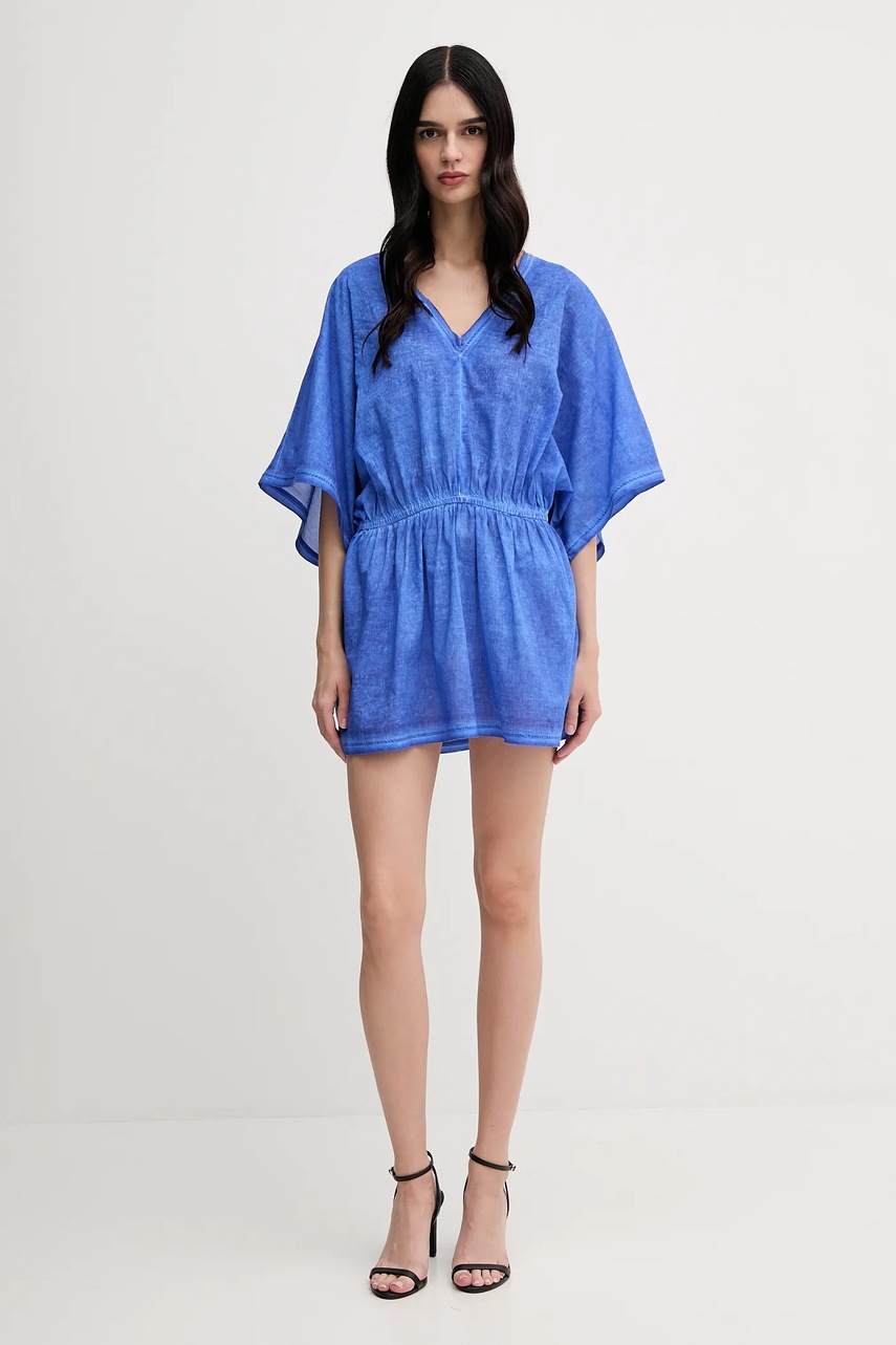 Хлопковое платье United Colors of Benetton цвет фиолетовый mini расклешённое 4OPJ5V02G