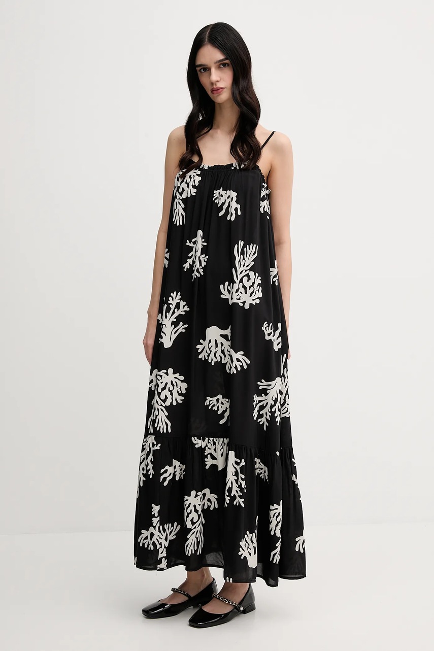 Платье United Colors of Benetton цвет чёрный maxi расклешённое 4VET5V02D