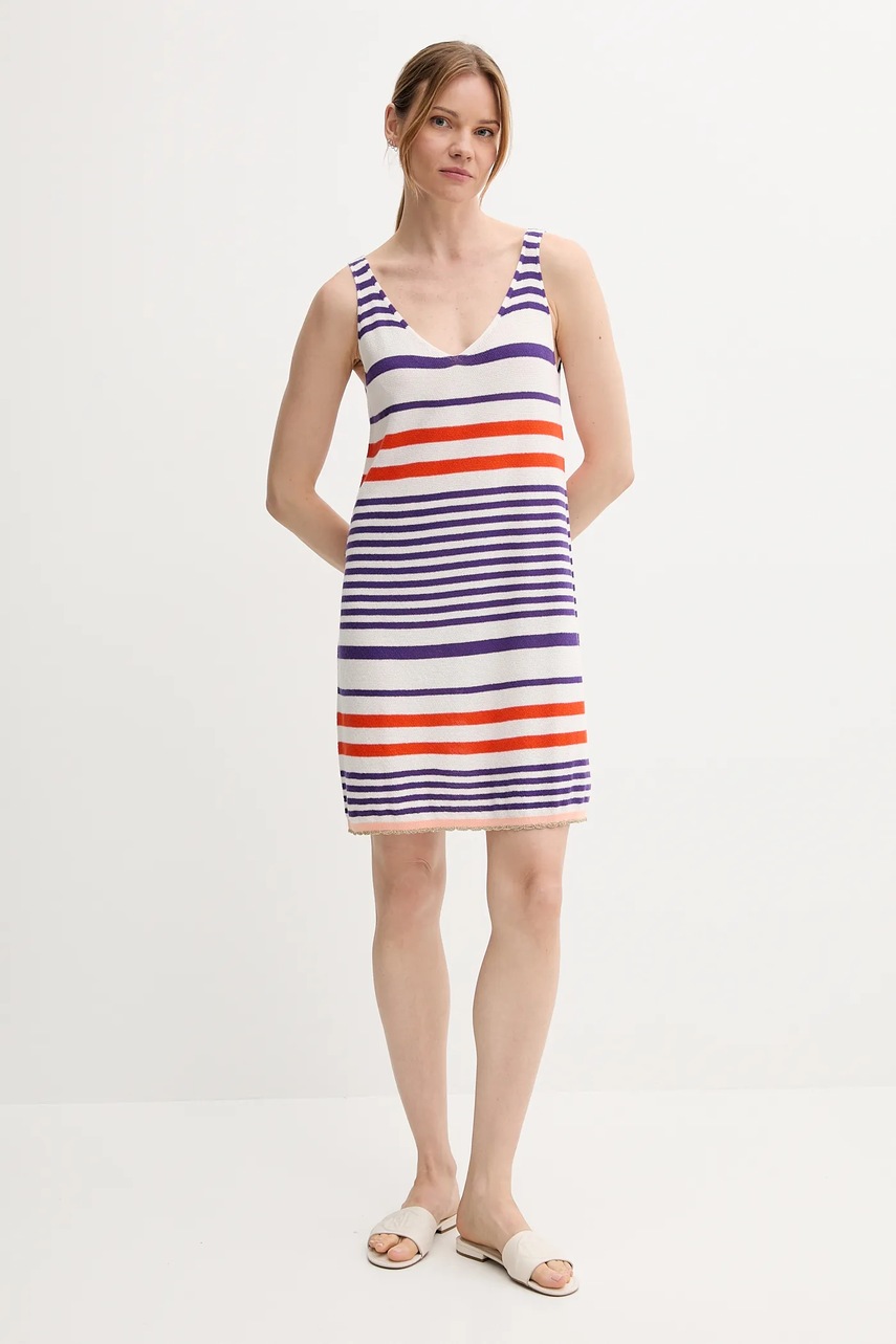 Хлопковое платье United Colors of Benetton цвет фиолетовый mini прямое 11945V006