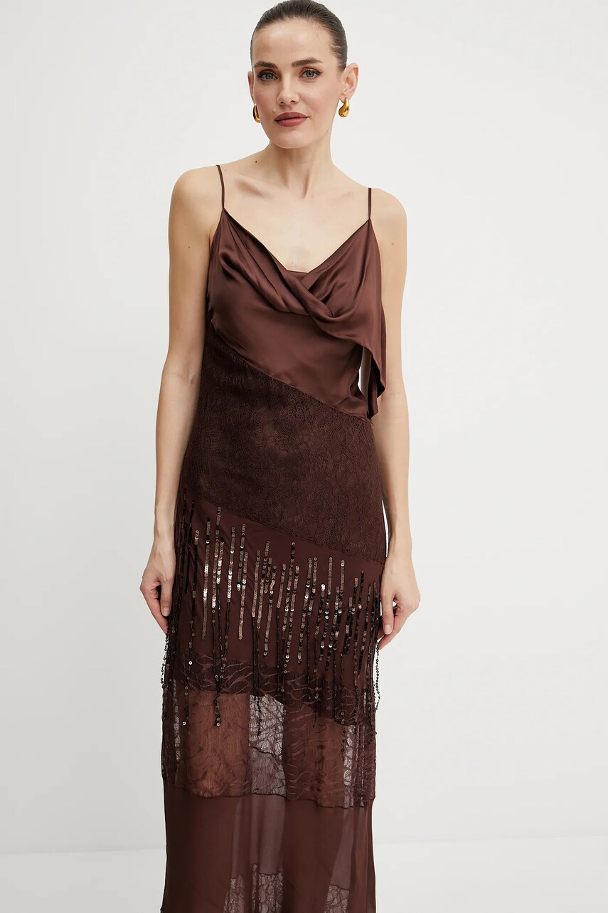 Сукня Pinko колір коричневий maxi пряма 104752 A2DG