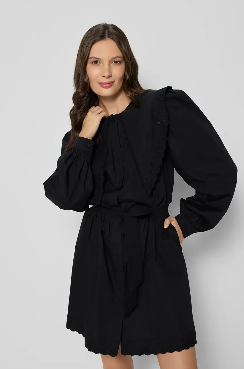 Bizuu rochie din bumbac TARQUA culoarea negru, mini, dreaptă, TARQUA_CZARNY_SS25