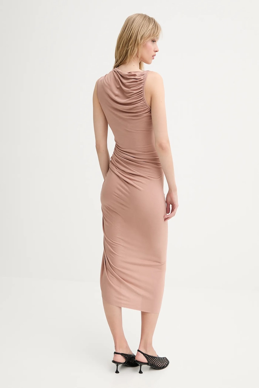 Сукня Rick Owens Lilies колір бежевий midi облягаюча LI01E4524RV