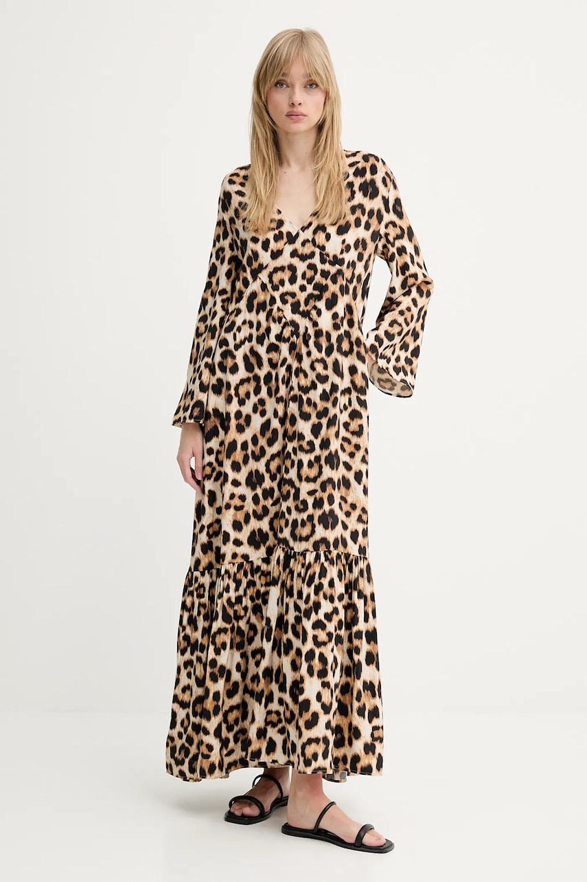 MUNTHE rochie UBLUE culoarea maro, maxi, evazată, 255130625519