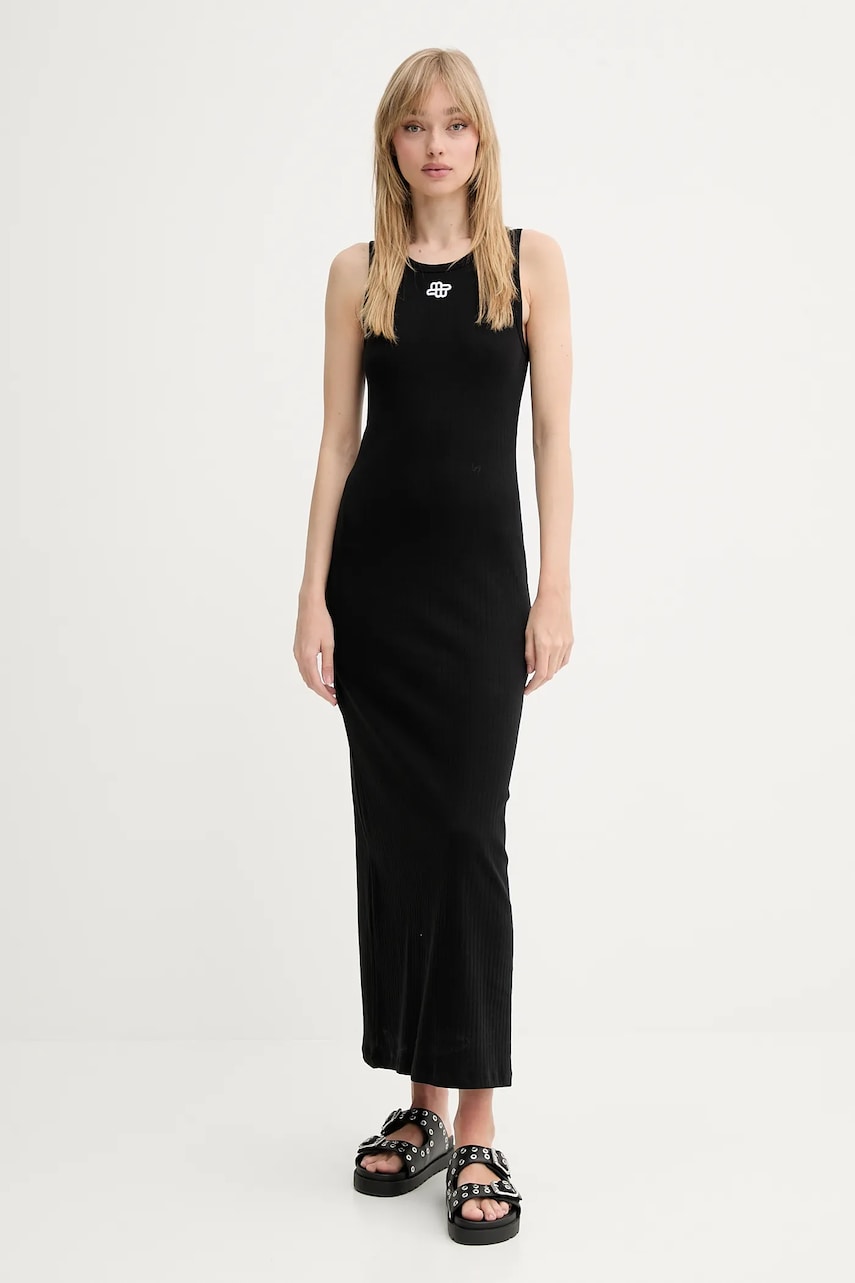 MUNTHE rochie FEZZA culoarea negru, maxi, mulată, 255132025562