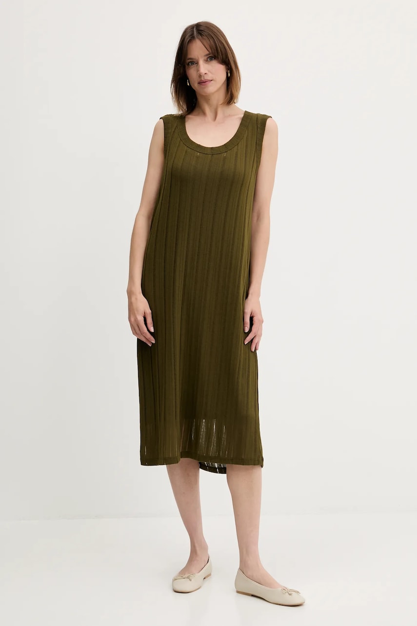 Сукня Sisley колір зелений midi пряма 41WELV07D