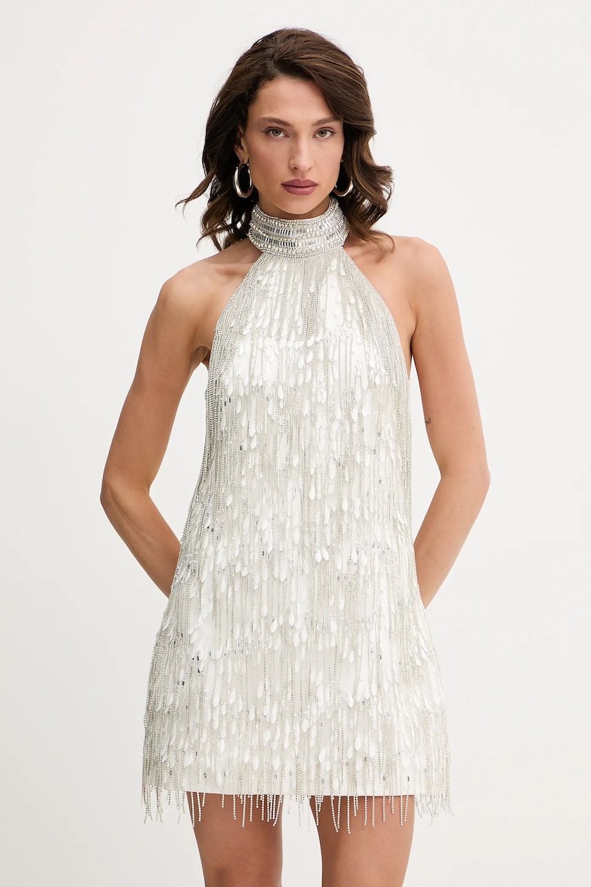 Retrofete rochie Tori culoarea alb, mini, drept, R25-11091