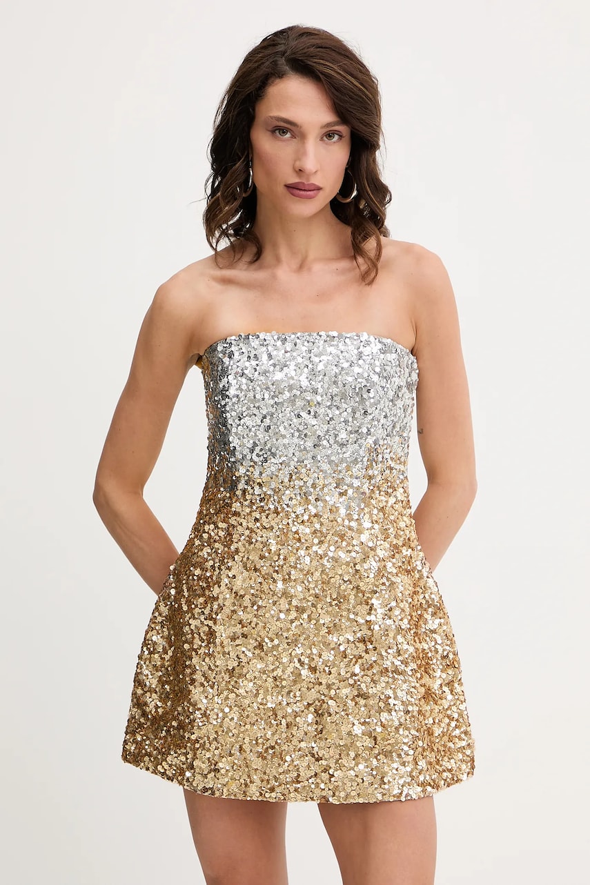 Retrofete rochie Kameron culoarea auriu, mini, evazati, HL25-10636