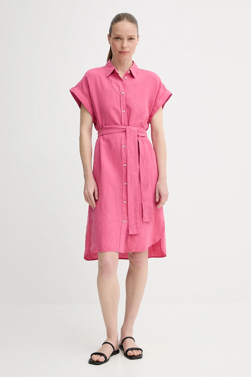 Marc O'Polo rochie din in culoarea roz, mini, dreaptă, 504011221223