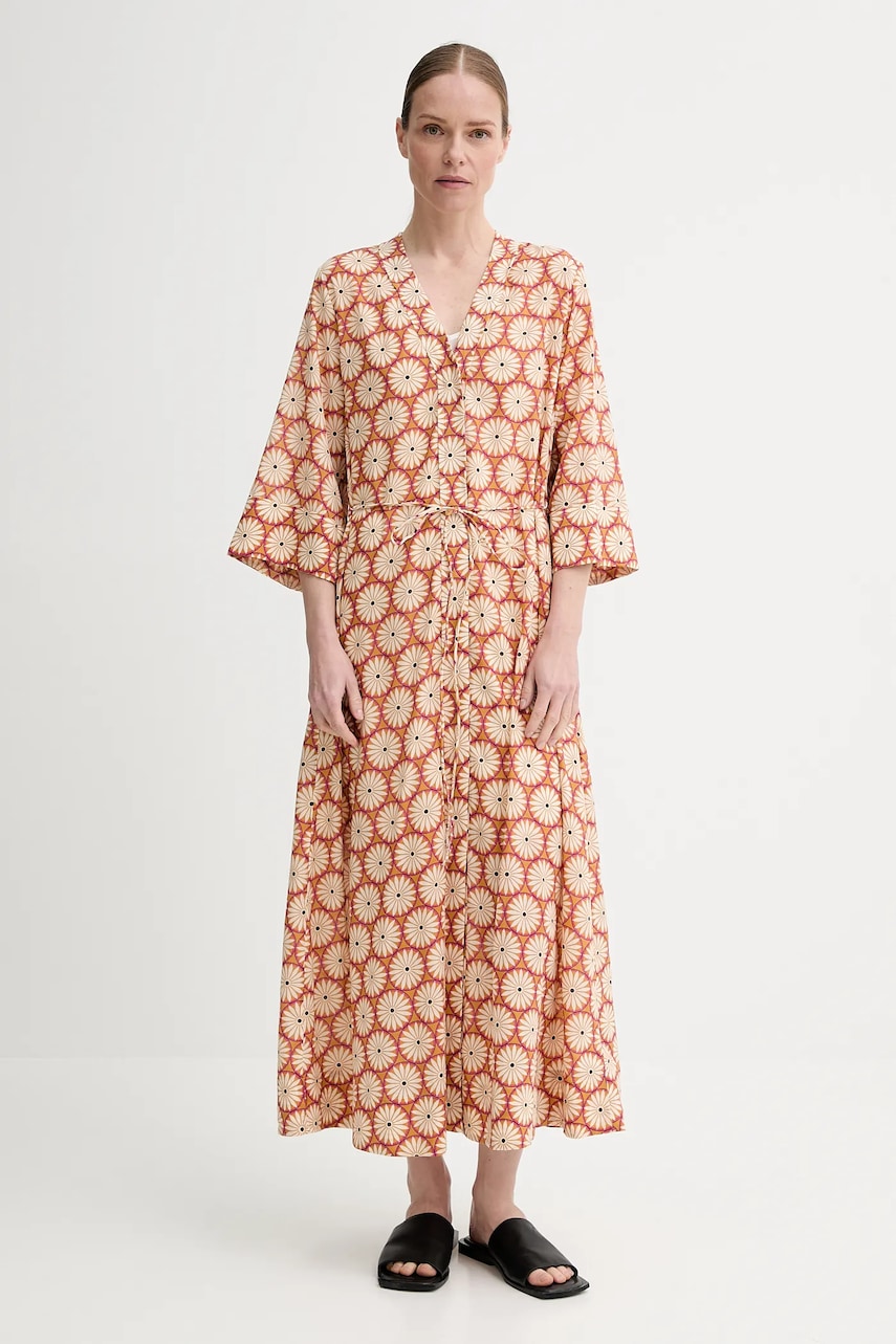 Бавовняна сукня Marc O'Polo колір коричневий maxi oversize 504080921145