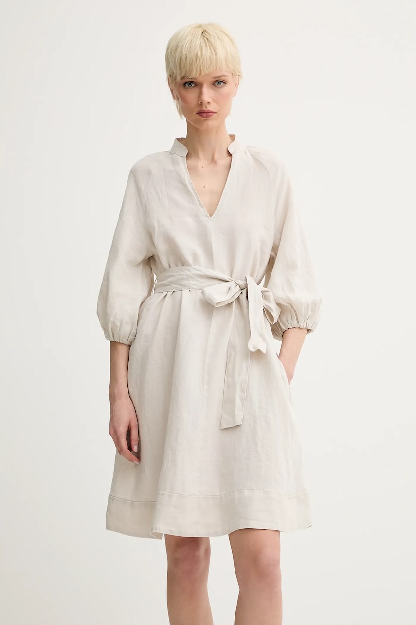 Marc O'Polo rochie din in culoarea bej, mini, drept, 504113521175 Marc O'Polo rochie din in culoarea bej, mini, drept, 504113521175