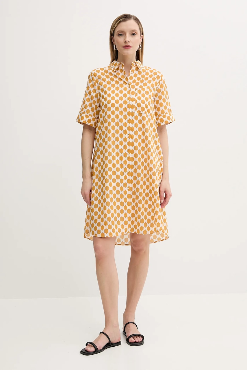 Marc O\'Polo rochie din bumbac culoarea galben, mini, drept, 516080921241