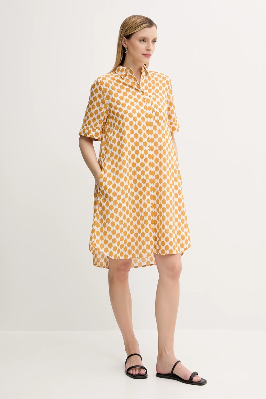 Хлопковое платье Marc OPolo цвет жёлтый mini прямое 516080921241