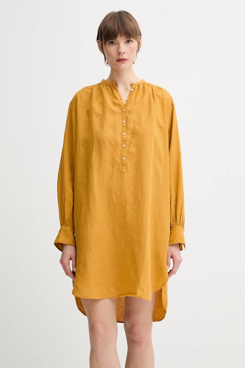 Marc O'Polo rochie din in culoarea galben, mini, dreaptă, M04113521171