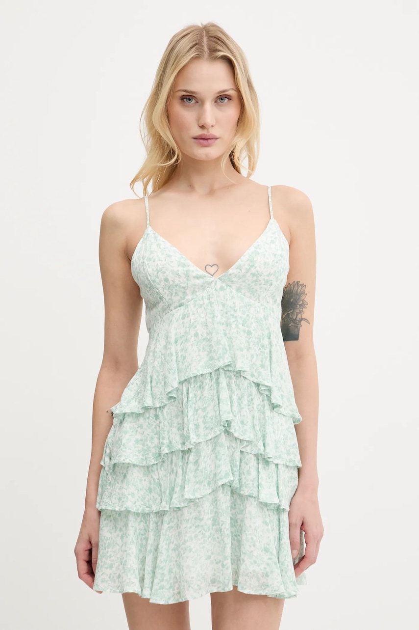 Hollister Co. rochie culoarea verde, mini, evazați, KI359-5152