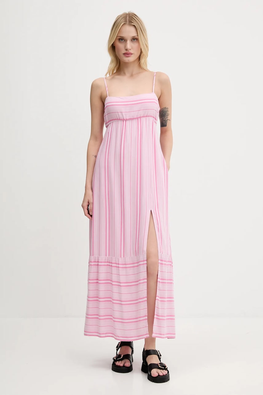 Hollister Co. rochie culoarea roz, maxi, evazați, KI359-5166