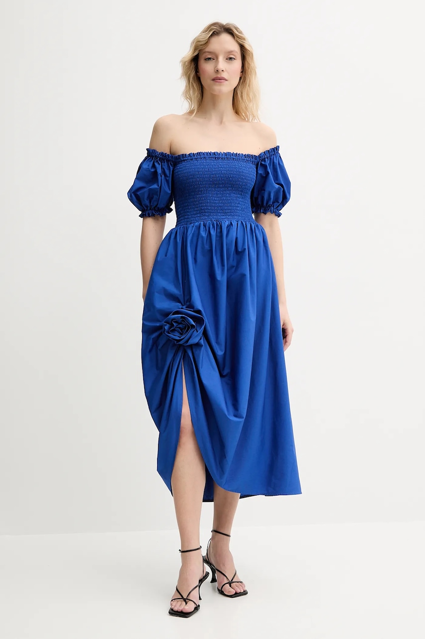 The Sleeper rochie din bumbac maxi, evazată, BRDR06P004R