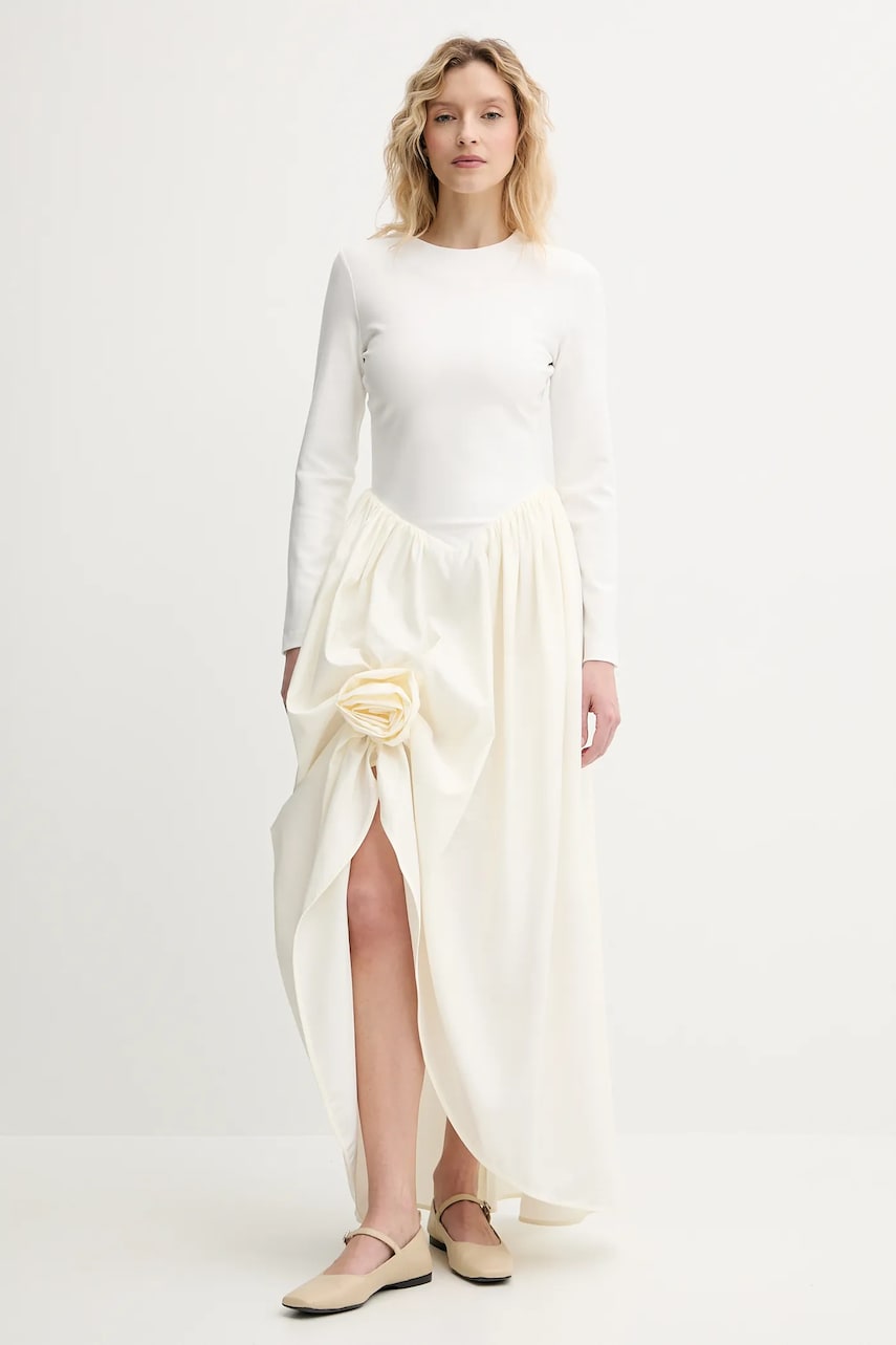 The Sleeper rochie culoarea bej, maxi, evazată, ARDR10P001R