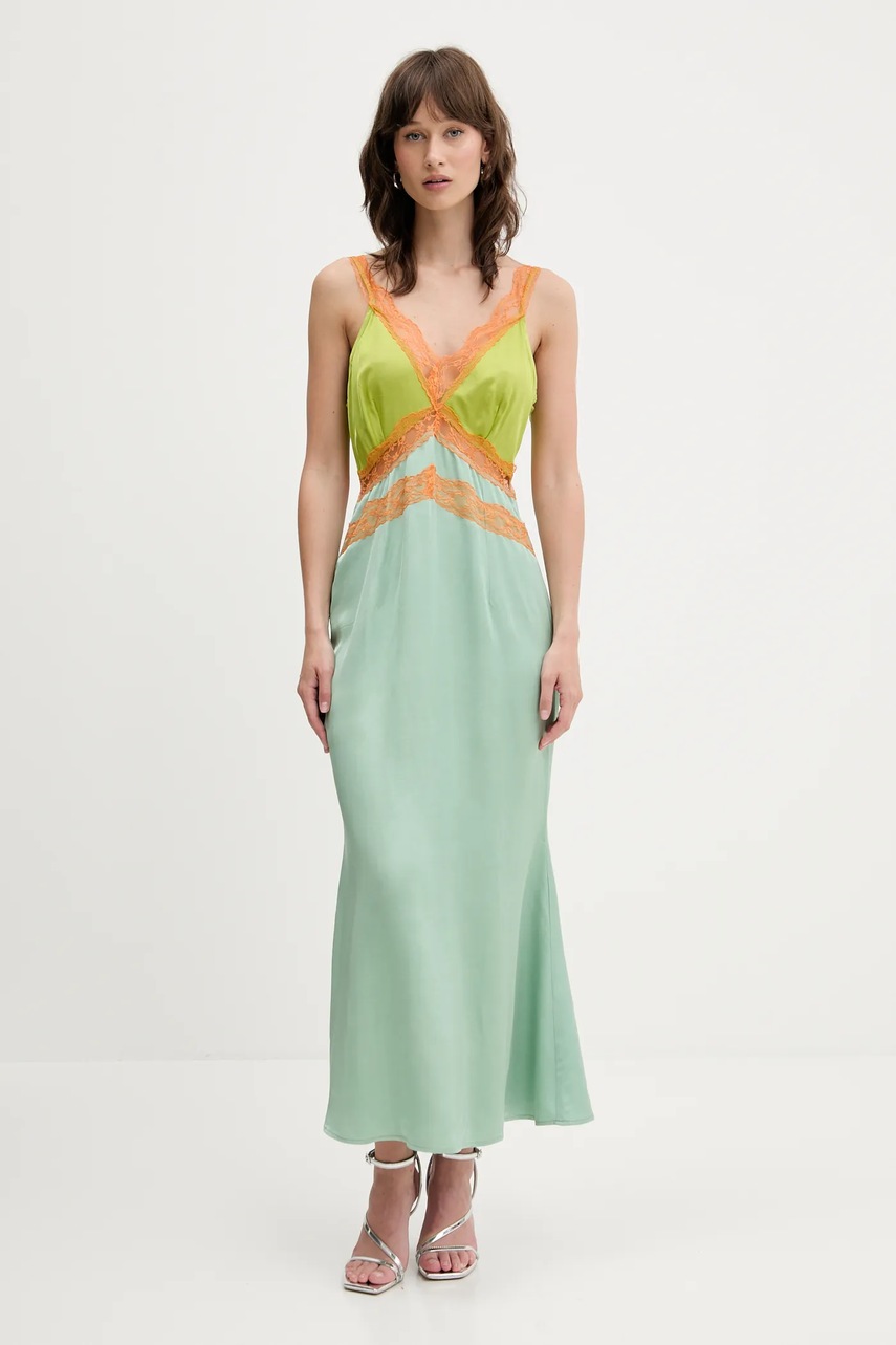 Never Fully Dressed rochie culoarea verde, maxi, drept, NFDDR2099