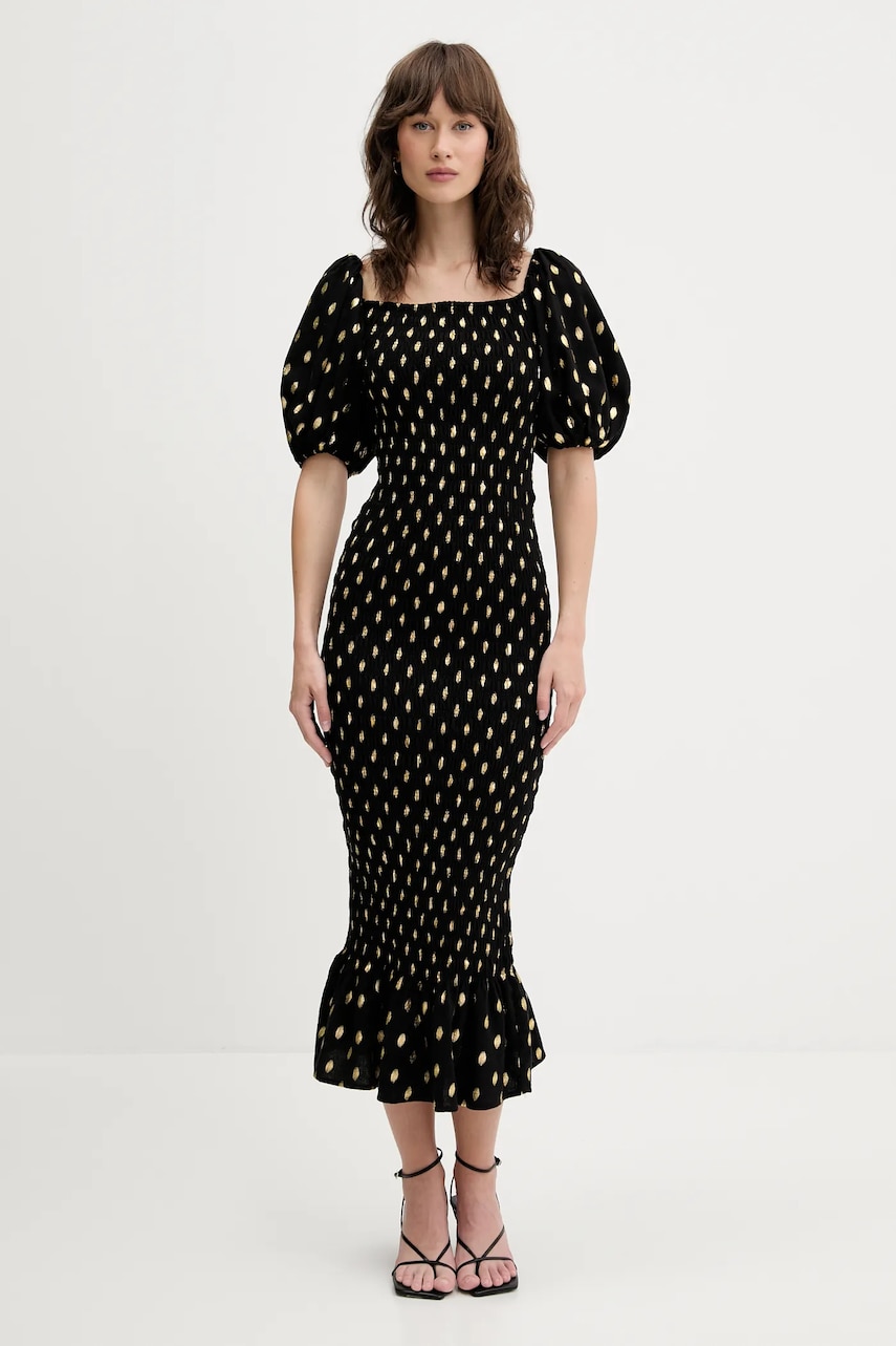 Never Fully Dressed rochie culoarea negru, midi, mulata, NFDDR2155