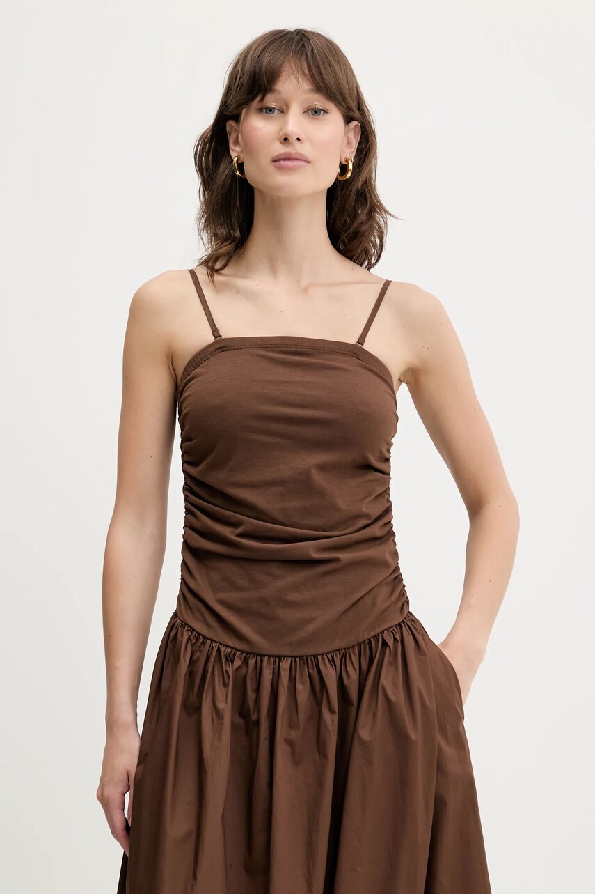 Сукня Never Fully Dressed колір коричневий maxi розкльошена NFDDR1632