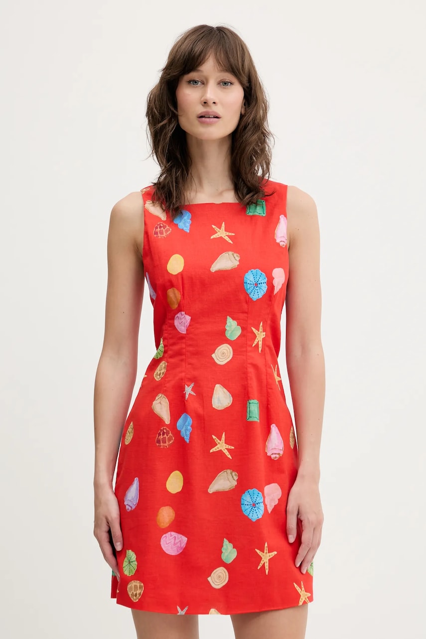 Never Fully Dressed rochie din amestec de in culoarea portocaliu, mini, mulată, NFDDR2028