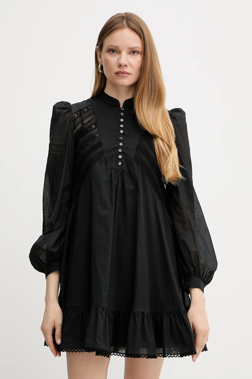 Бавовняна сукня Weekend Max Mara колір чорний mini розкльошена 2515231023600