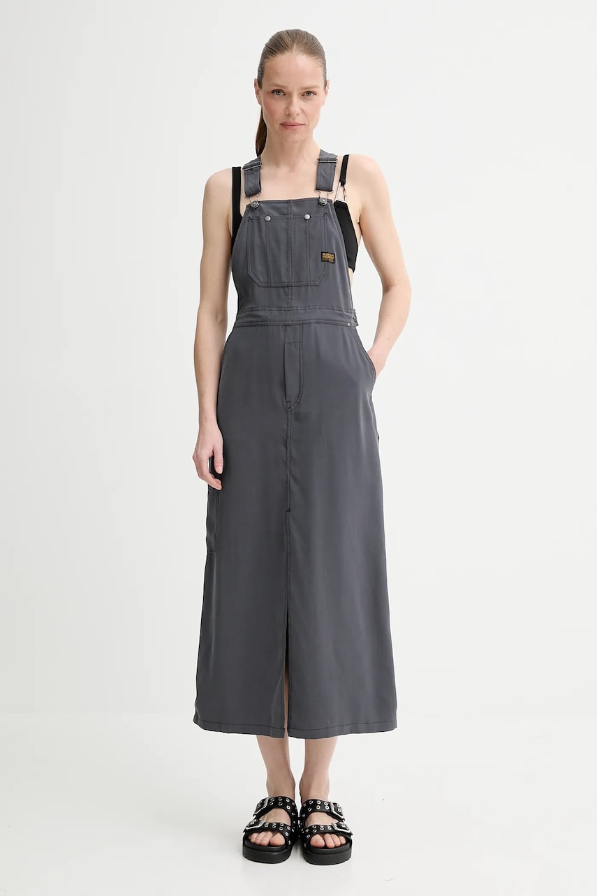 G-Star rochie culoarea gri, maxi, drept, D26159-D522
