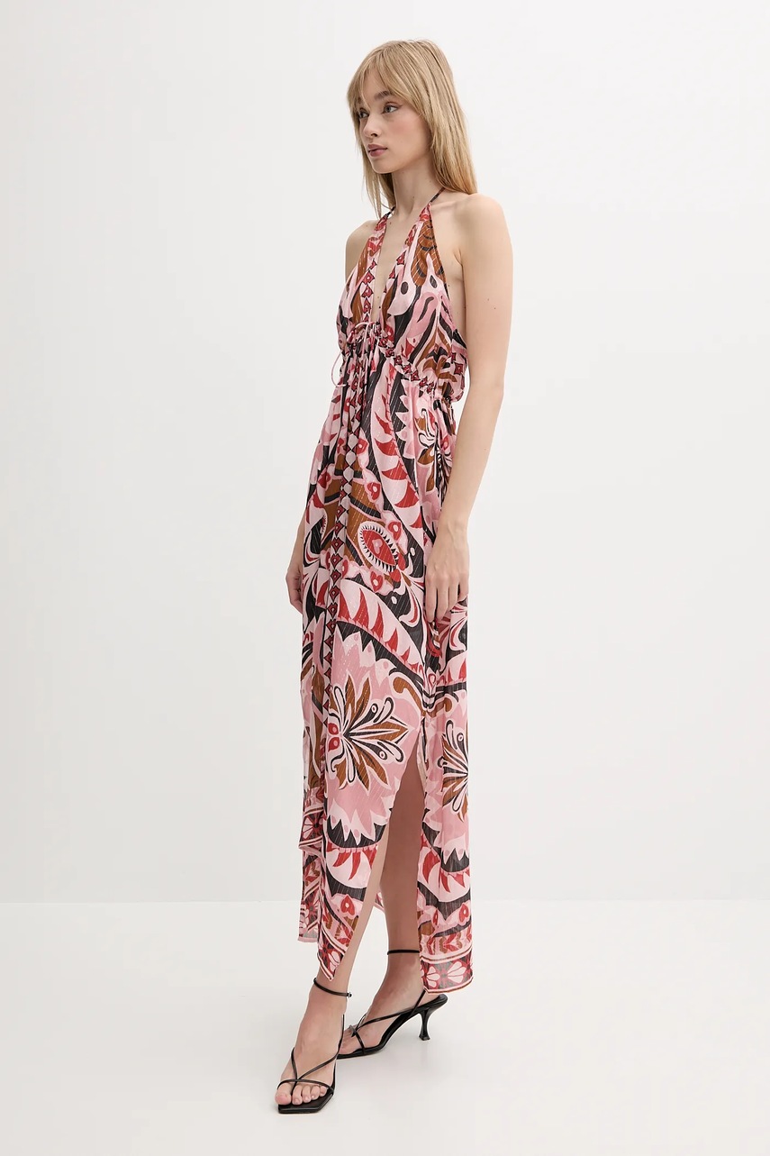 Платье Farm Rio цвет коричневый midi расклешённое 329379