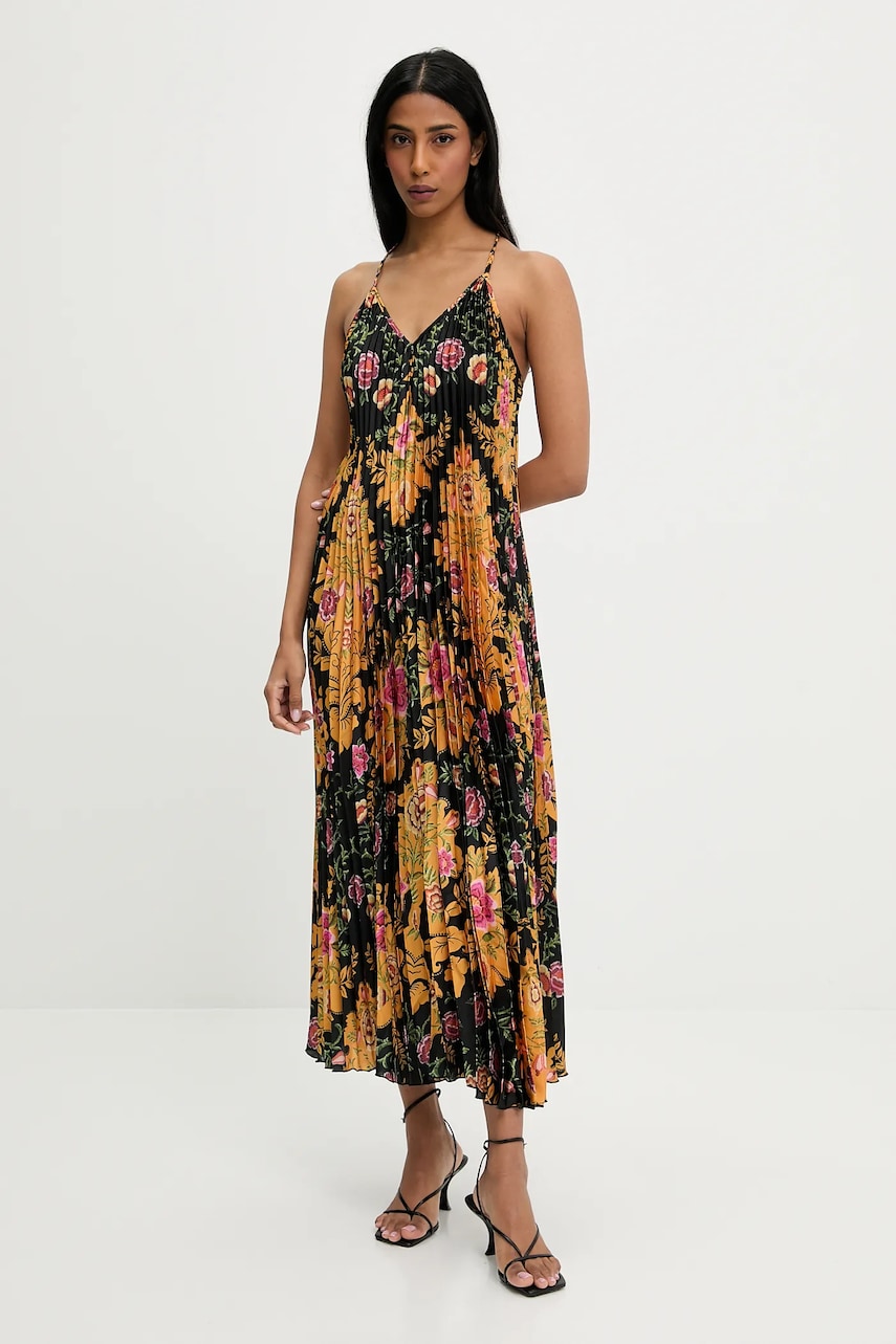 Farm Rio rochie culoarea negru, midi, evazati, 329223