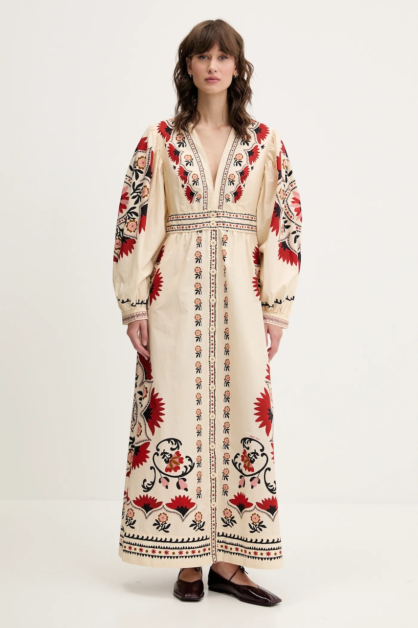 Farm Rio rochie culoarea bej, maxi, dreapta, 328978