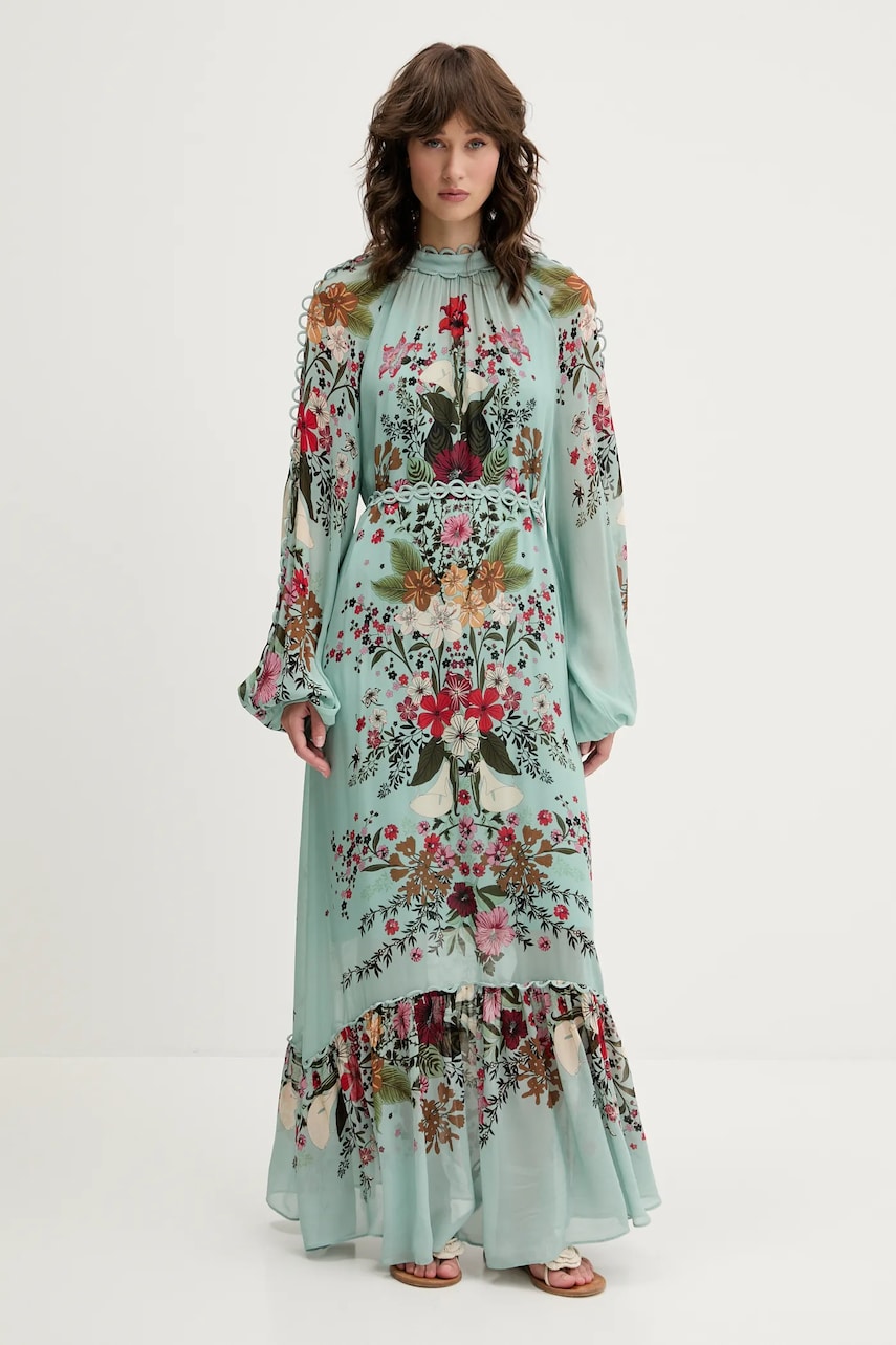 Farm Rio rochie culoarea turcoaz, maxi, dreaptă, 328791