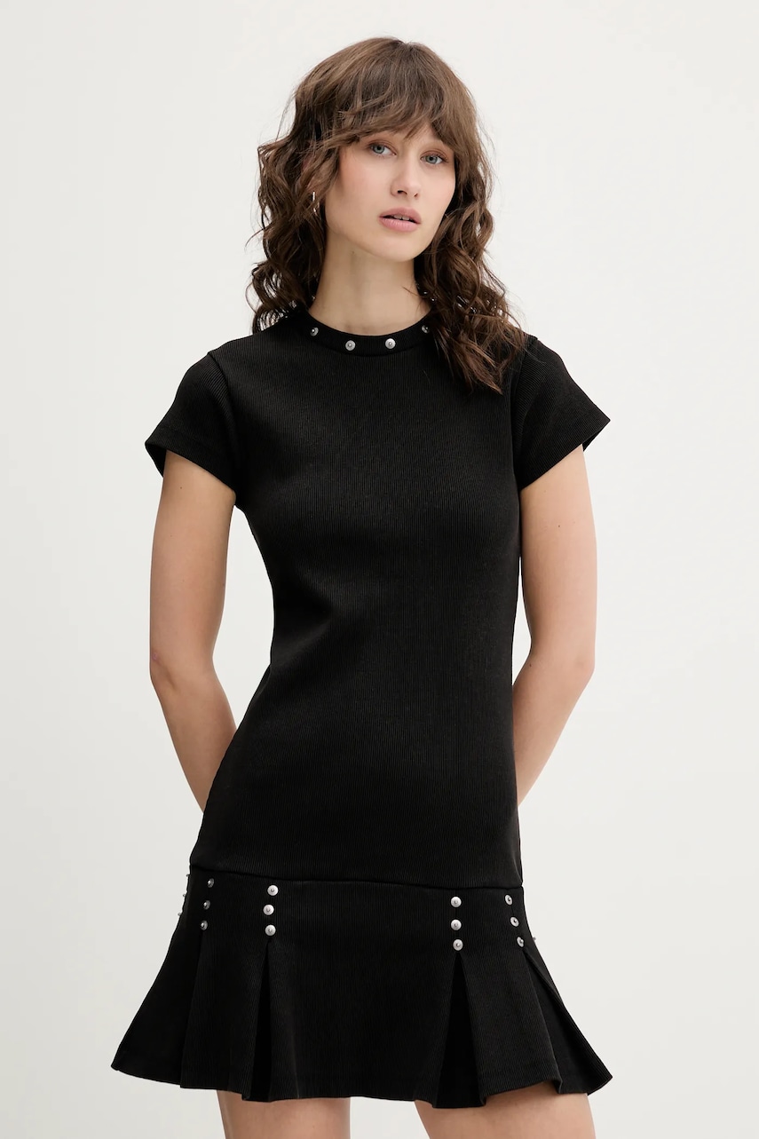 The Ragged Priest rochie culoarea negru, mini, mulată, RPSS251068JS