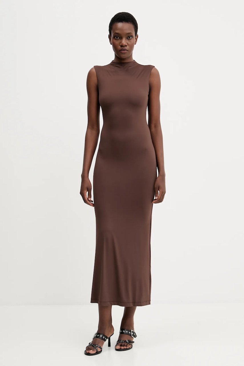 Bardot rochie culoarea maro, maxi, mulata, 59948DB Bardot rochie culoarea maro, maxi, mulata, 59948DB