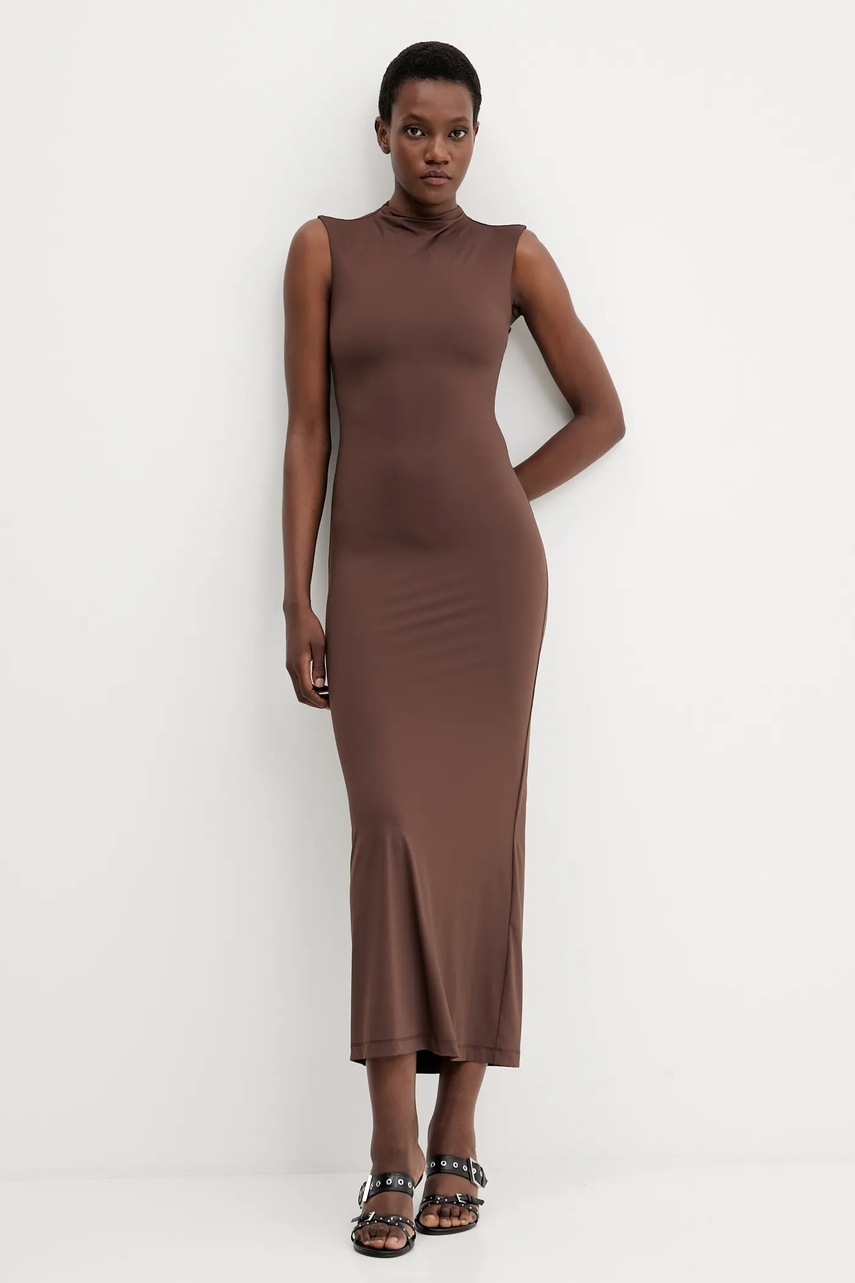 Bardot ruha barna, maxi, testhezálló, 59948DB termék 2. képe