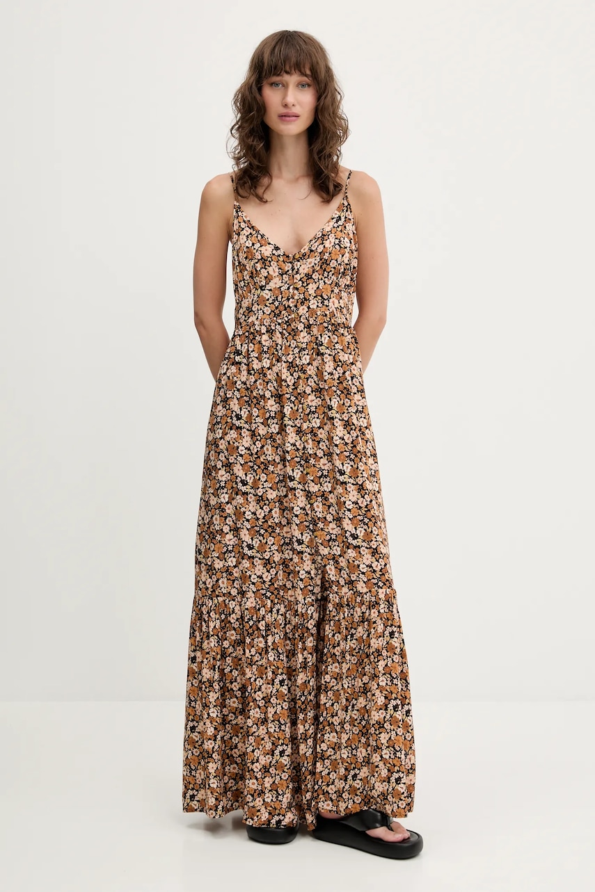 Rip Curl rochie culoarea maro, maxi, evazați, 049WDR