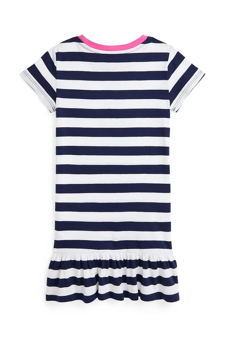 Хлопковое детское платье Polo Ralph Lauren цвет синий midi расклешённое 312957382001 Хлопковое детское платье Polo Ralph Lauren цвет синий midi расклешённое 312957382001