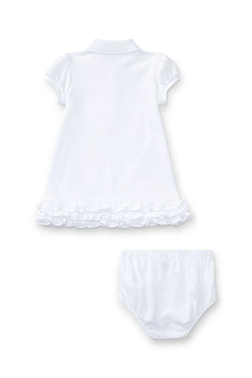 Хлопковое платье для младенцев Polo Ralph Lauren 2 шт цвет белый mini расклешённое 310676237002 Хлопковое платье для младенцев Polo Ralph Lauren 2 шт цвет белый mini расклешённое 310676237002