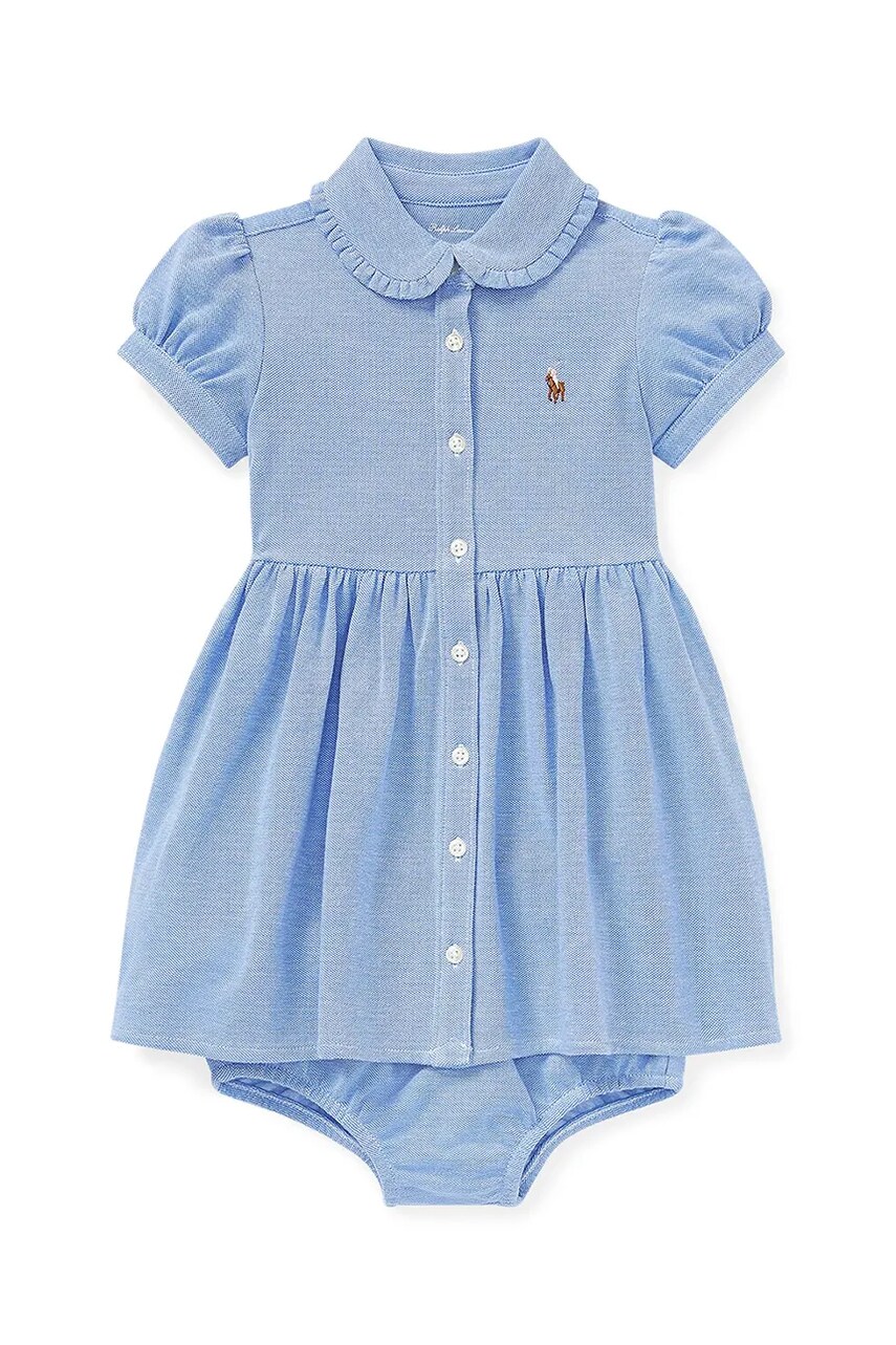 Levně Dětské bavlněné šaty Polo Ralph Lauren modrá barva, mini, 310734896002