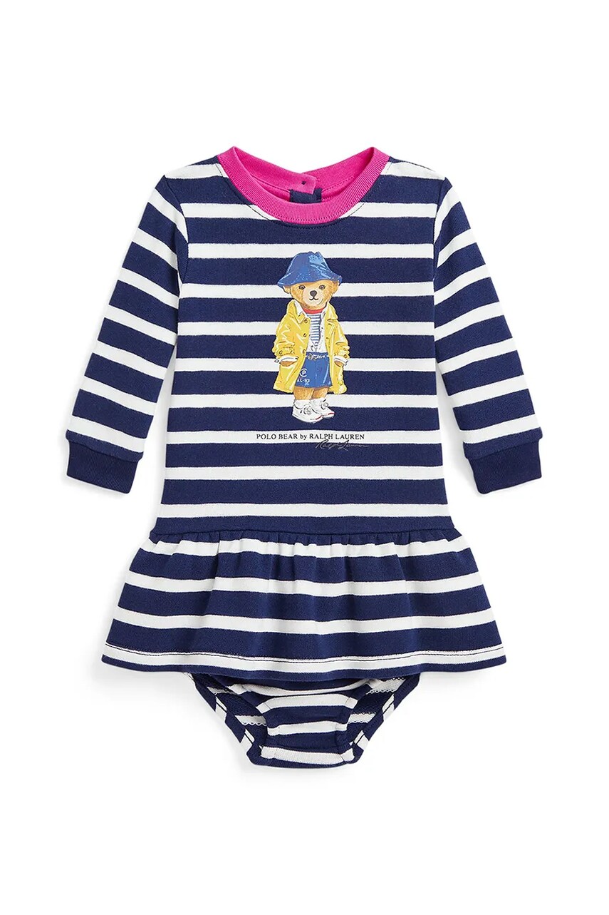 Levně Kojenecké šaty Polo Ralph Lauren tmavomodrá barva, mini, áčková, 310958259001