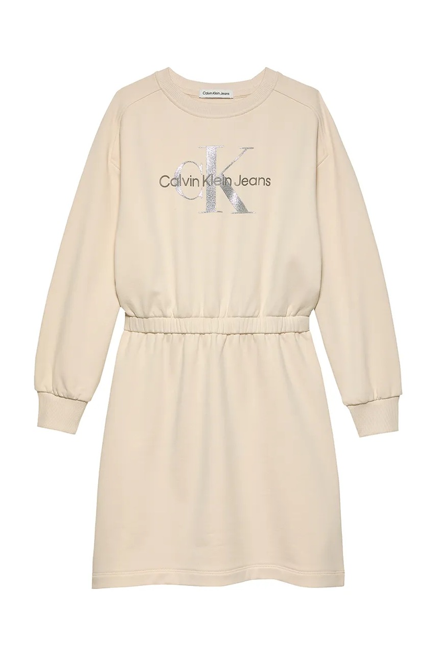 Дитяча сукня Calvin Klein Jeans колір бежевий mini пряма IG0IG02771