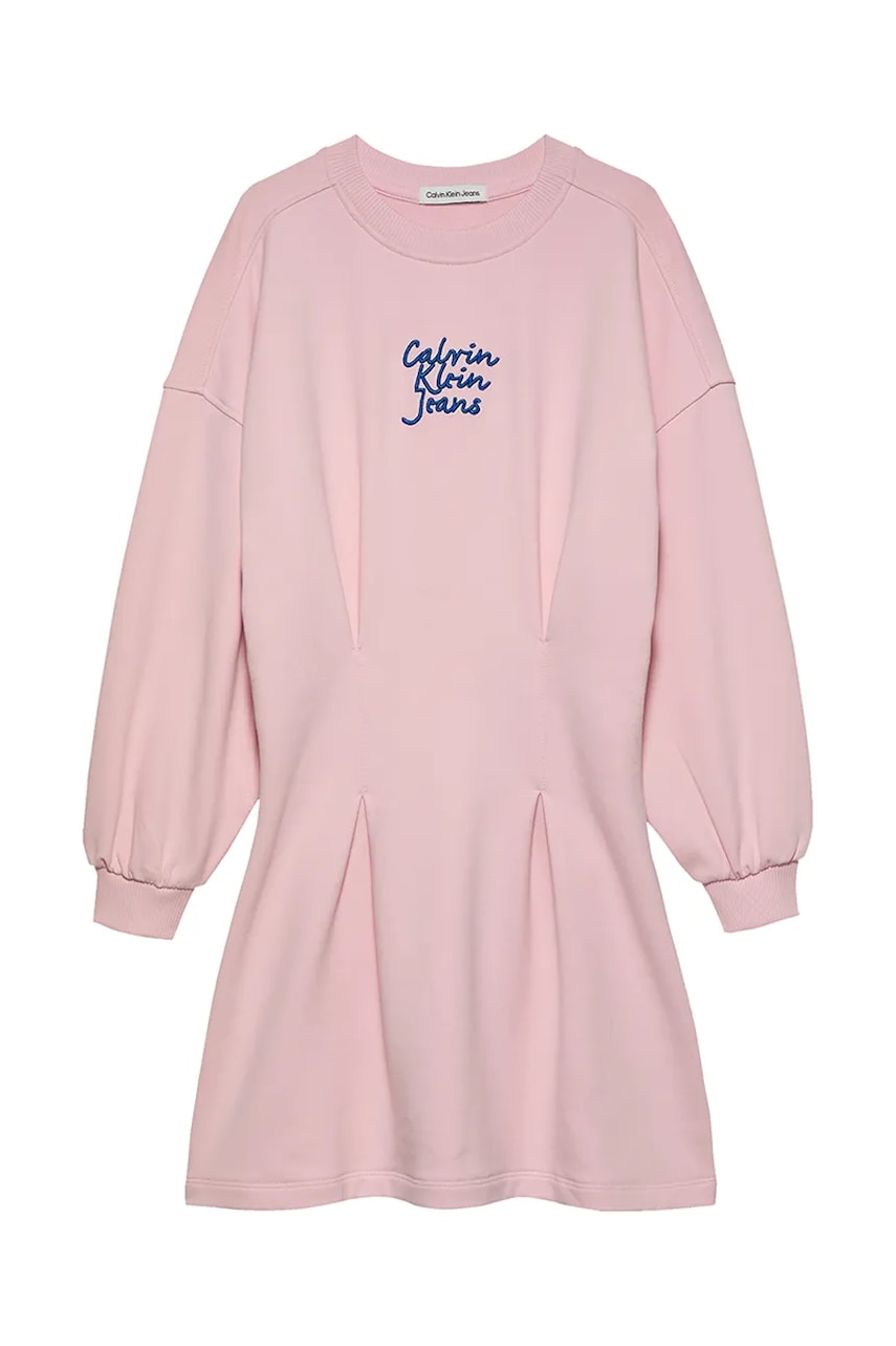 Детское платье Calvin Klein Jeans цвет розовый mini расклешённое IG0IG02773 Детское платье Calvin Klein Jeans цвет розовый mini расклешённое IG0IG02773