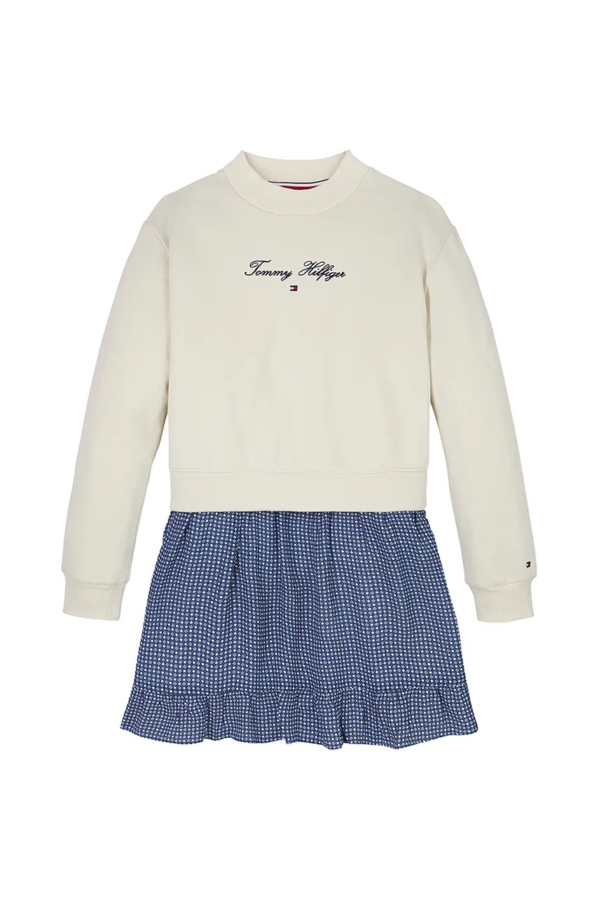 Дитяча сукня Tommy Hilfiger колір бежевий mini розкльошена KG0KG08334