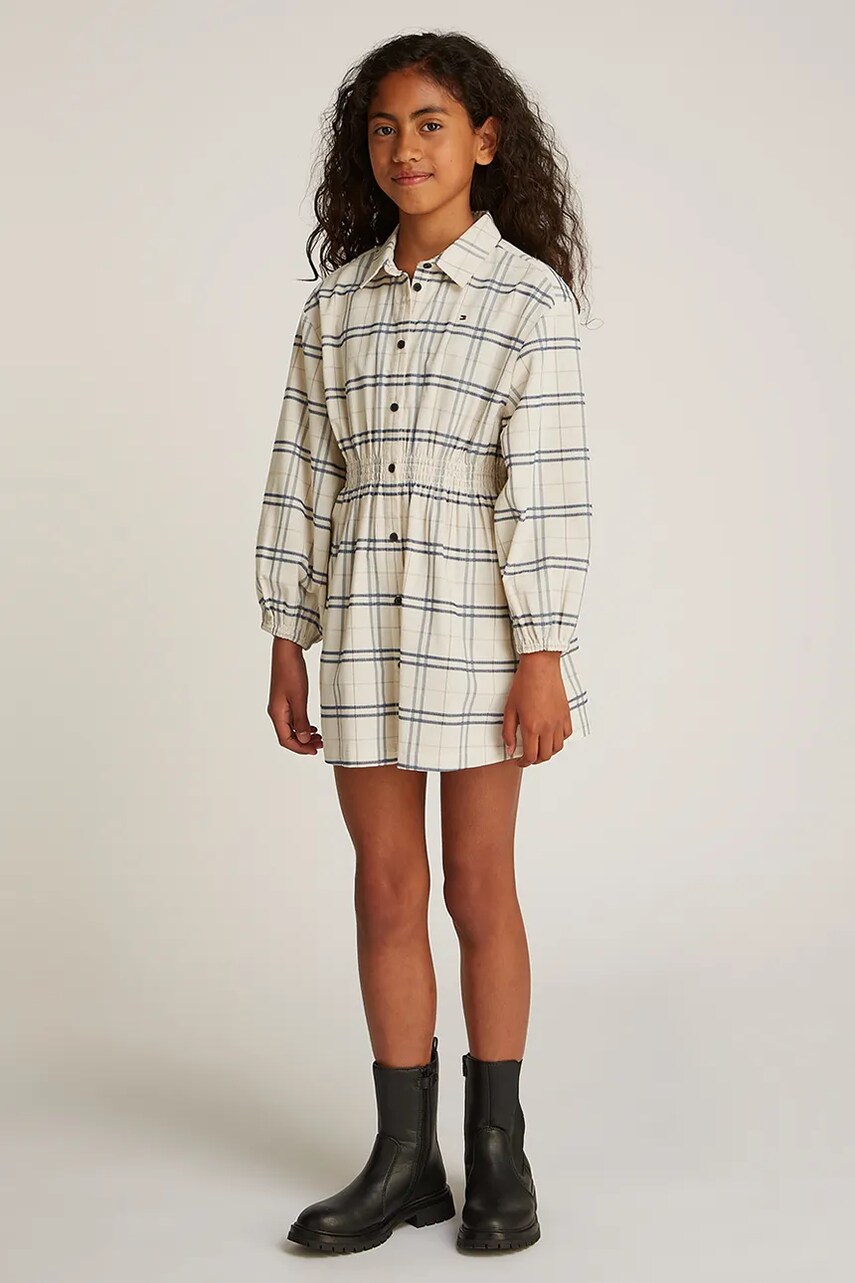 Levně Dívčí šaty Tommy Hilfiger béžová barva, mini, KG0KG08338