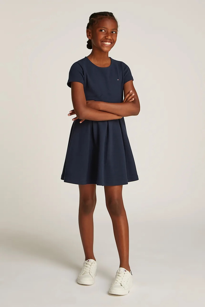 Levně Dívčí šaty Tommy Hilfiger tmavomodrá barva, mini, KG0KG08339