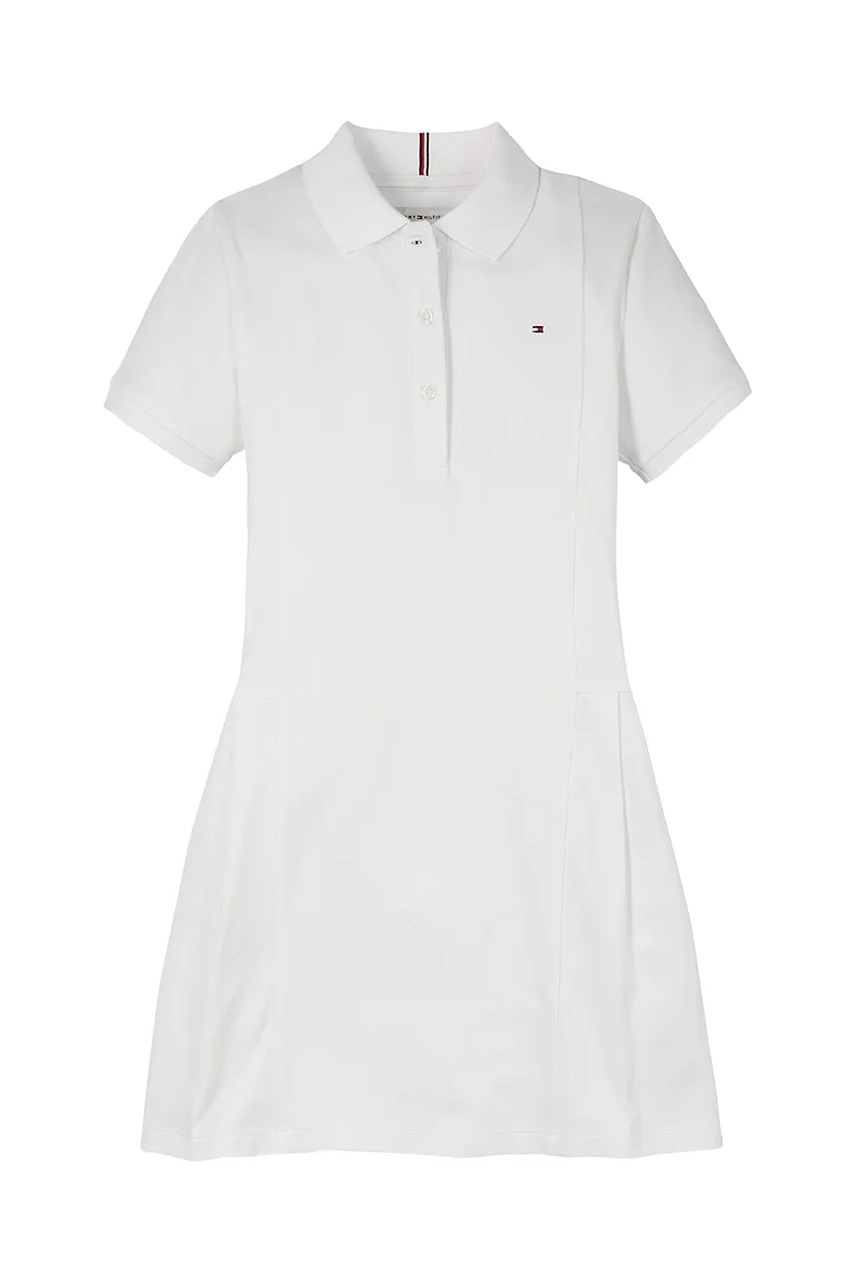 Детское платье Tommy Hilfiger цвет белый mini расклешённое KG0KG08342 Детское платье Tommy Hilfiger цвет белый mini расклешённое KG0KG08342